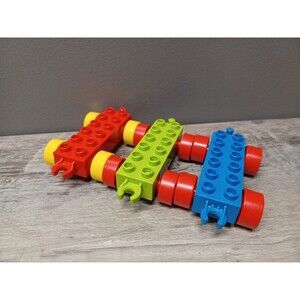 Lot of 3 Genuine LEGO Duplo Vehicle Train Car Wheel Bases Red Green Blue